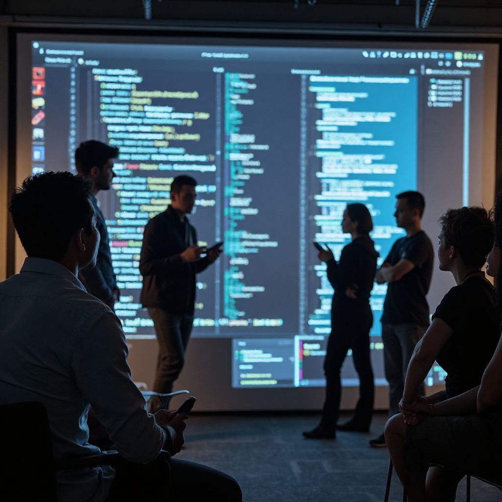 Experienced mentors guiding students through complex problems